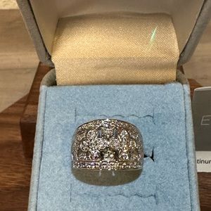 Epiphany Platinum-clad Silver And Diamonique Ring, size 9